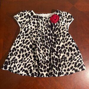 Pippa & Julie Baby Girls Leopard Print Dress W/ Red Flower Sz‎ 12M